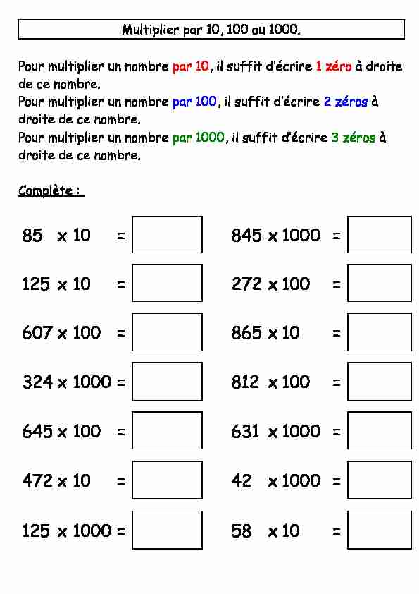 [PDF] Multiplier par 10, 100 ou 1000
