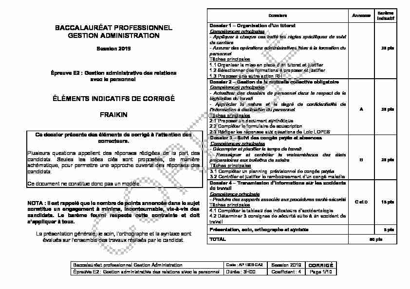[PDF] BACCALAURÉAT PROFESSIONNEL GESTION ADMINISTRATION