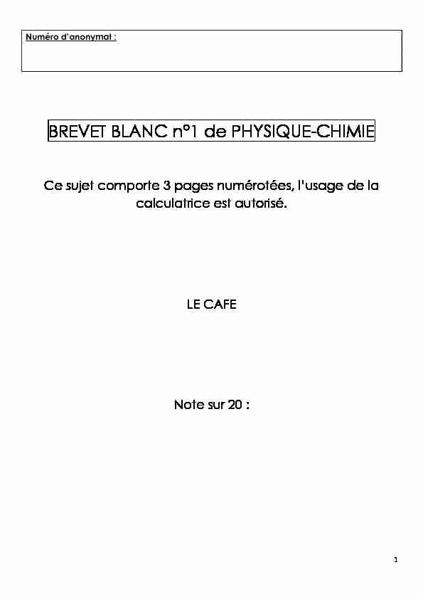 [PDF] BREVET BLANC n°1 de PHYSIQUE-CHIMIE