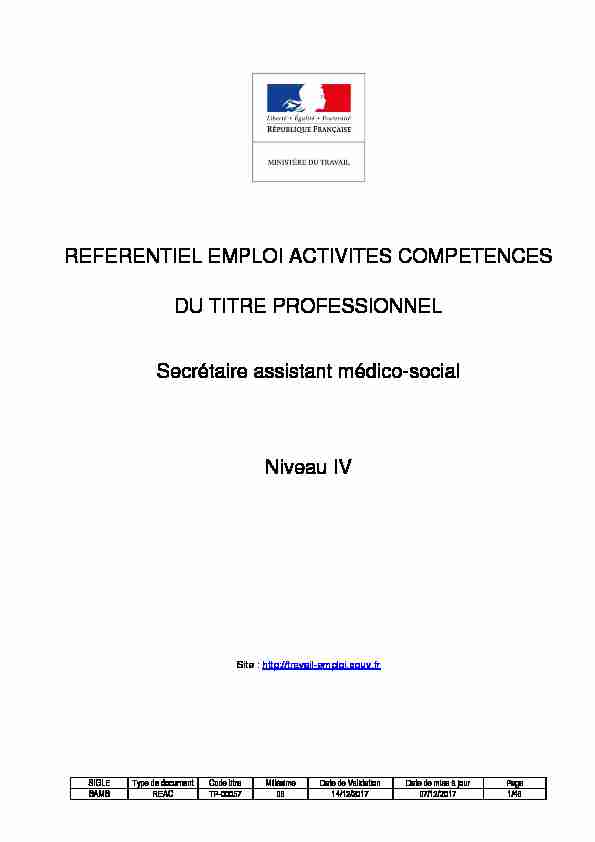 [PDF] REFERENTIEL EMPLOI ACTIVITES COMPETENCES DU  - E3S