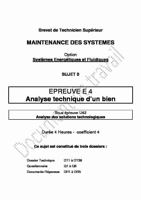 [PDF] EPREUVE E 4 Analyse technique dun bien