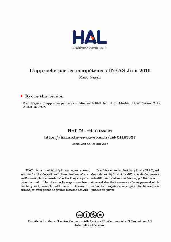 [PDF] Lapproche par les compétences INFAS Juin 2015 - CORE