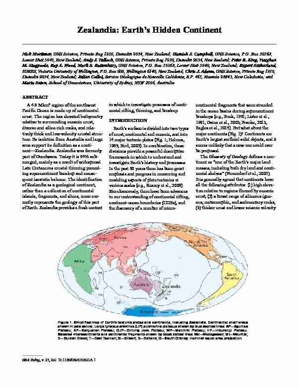 [PDF] Zealandia: Earths Hidden Continent - Geological Society of America