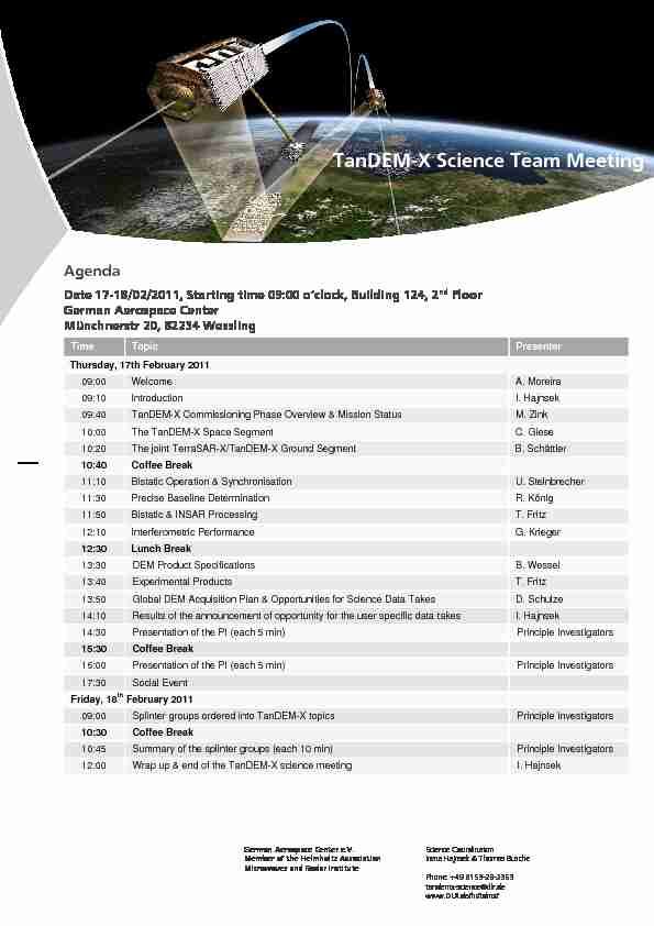 TanDEM-X Science Team Meeting - German Aerospace Center