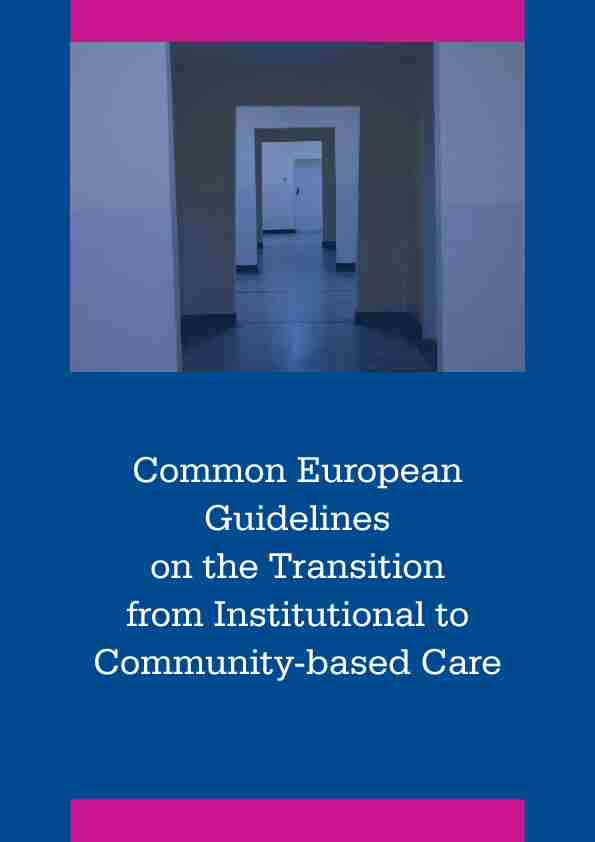 Common European Guidelines on the Transition from