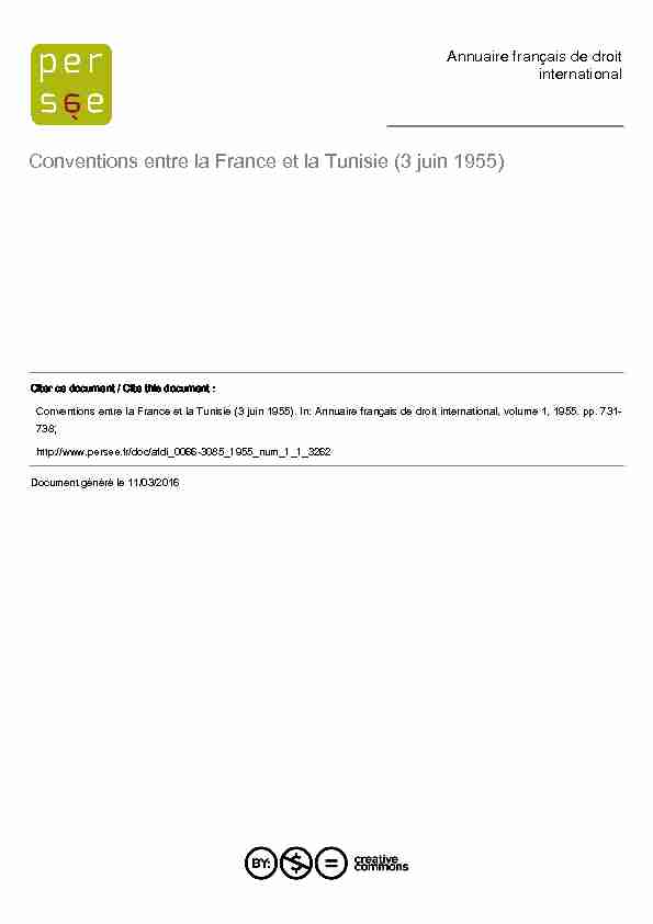 Conventions entre la France et la Tunisie (3 juin 1955)