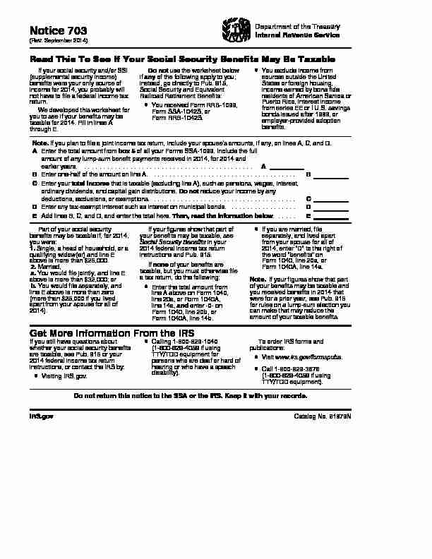 Notice 703 (Rev September 2014) - Internal Revenue Service