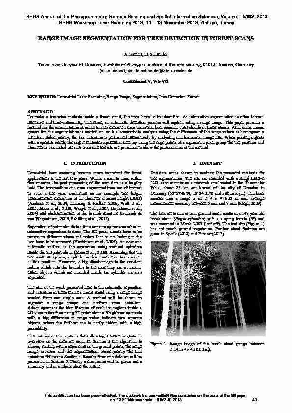 RANGE IMAGE SEGMENTATION FOR TREE DETECTION IN FOREST SCANS