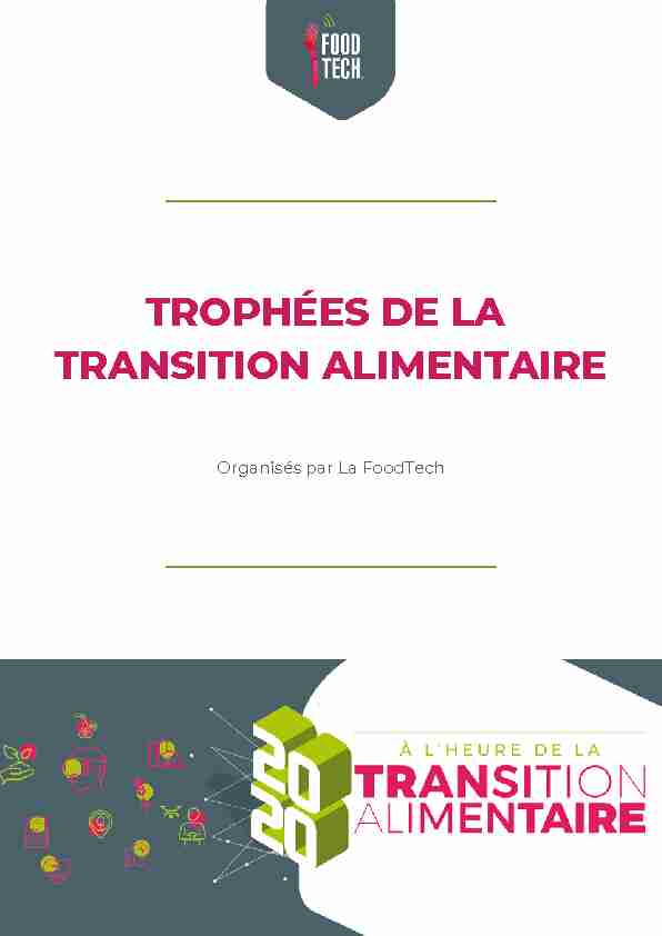 BROCHURE TROPHEES DE LA TRANSITION ALIMENTAIRE