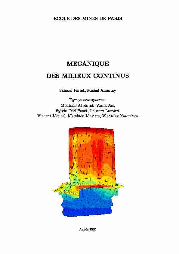 [PDF] MECANIQUE DES MILIEUX CONTINUS - Mécanique Matériaux
