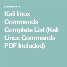 Kali linux commands list pdf