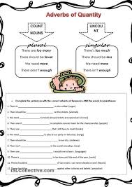 Adverbs of quantity worksheets