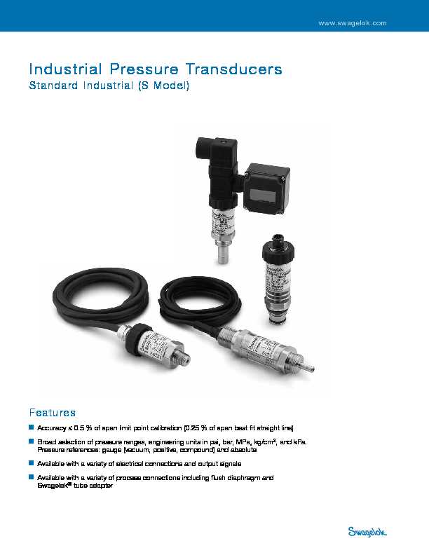 Industrial Pressure Transducers Standard Industrial S Model