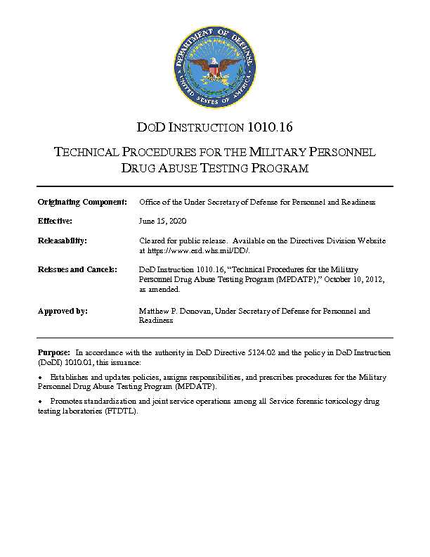 DoD Instruction 1010.16 Technical Procedures for the Military