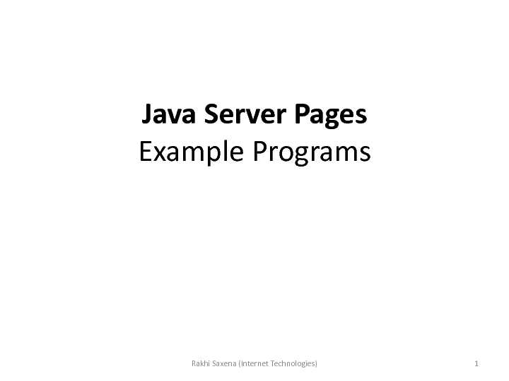 Java Server Pages Example Programs
