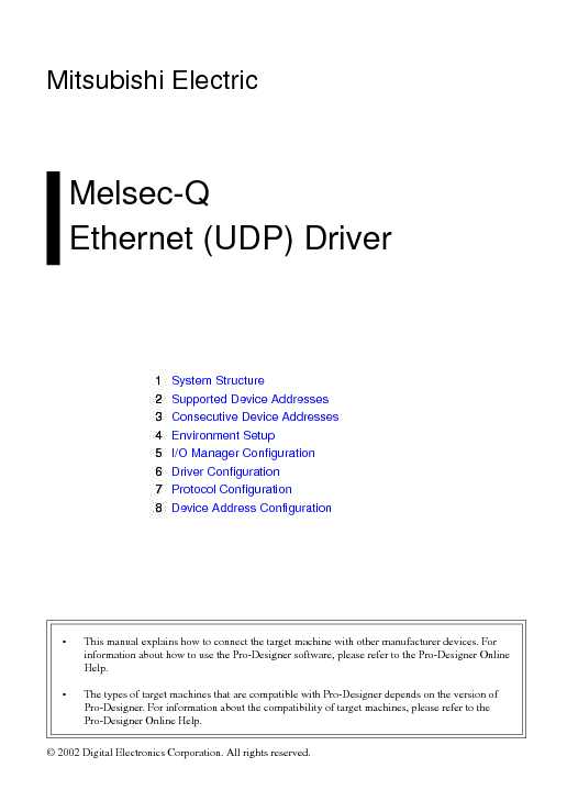 Mitsubishi Melsec-Q Ethernet (UDP) Driver