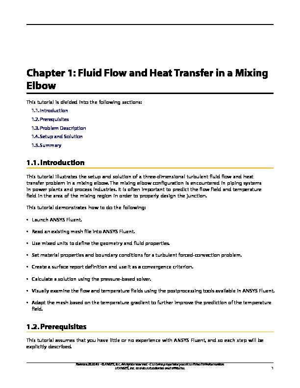 Chapter 1: Fluid Flow and Heat Transfer in a Mixing Elbow