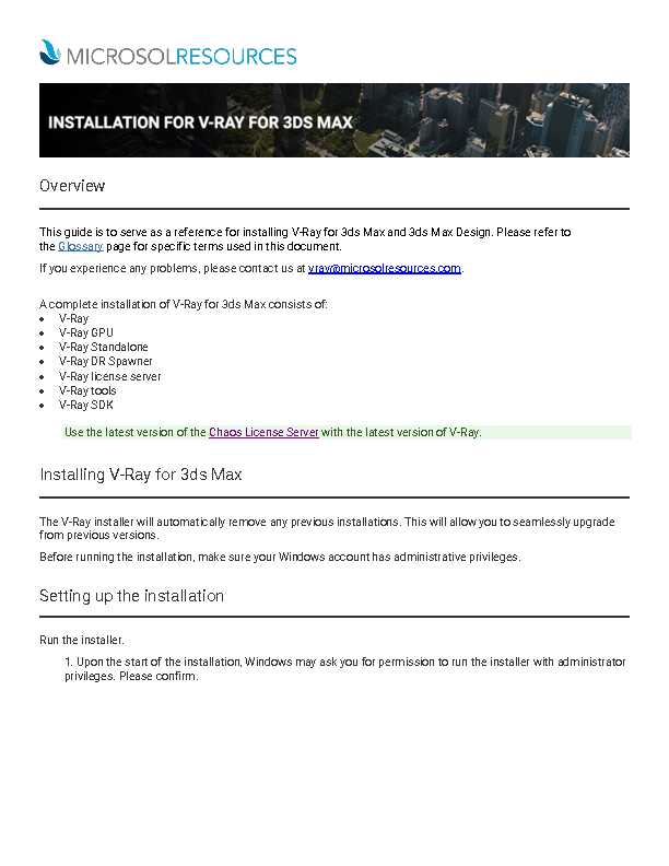Overview Installing V-Ray for 3ds Max Setting up the installation