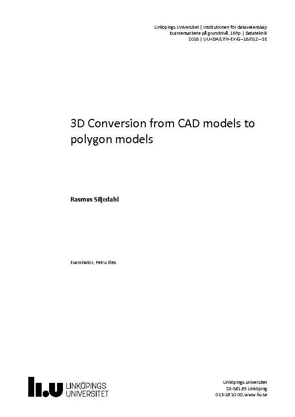 3D Conversion from CAD models to polygon models