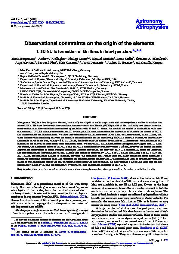 Observational constraints on the origin of the elements - I. 3D NLTE