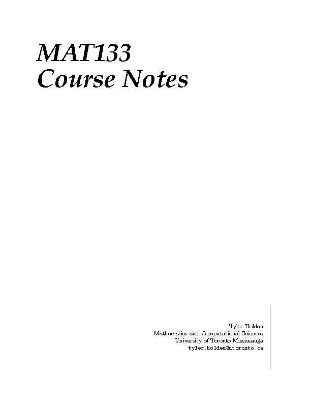 MAT133 Course Notes