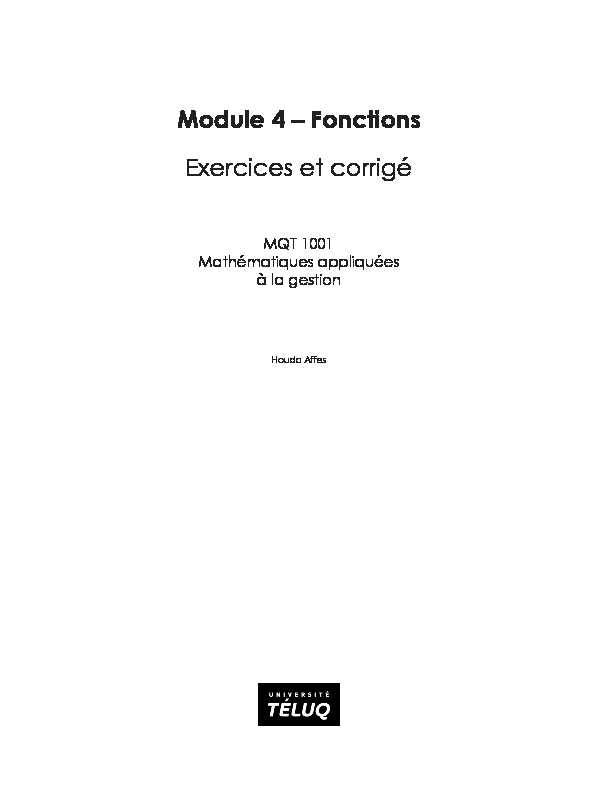 Module 4 – Fonctions Exercices et corrigé
