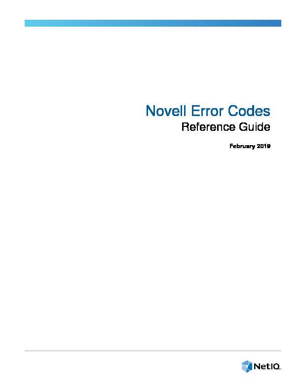 Novell Error Codes Reference Guide