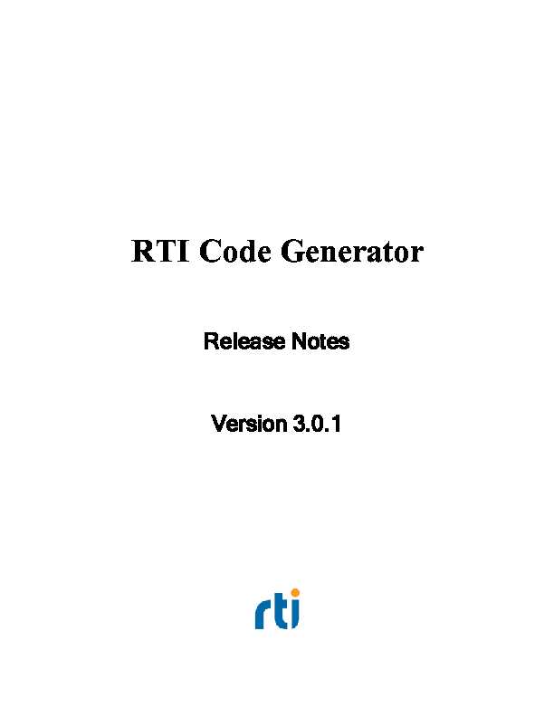 RTI Code Generator Release Notes