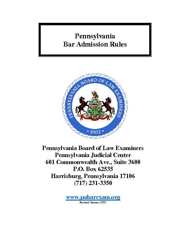 PA Bar Admission Rules