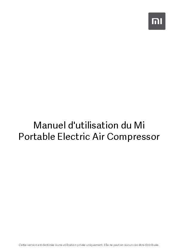Manuel dutilisation du Mi Portable Electric Air Compressor