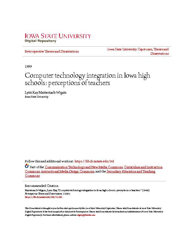 [PDF] Computer technology integration in Iowa high schools - CORE
