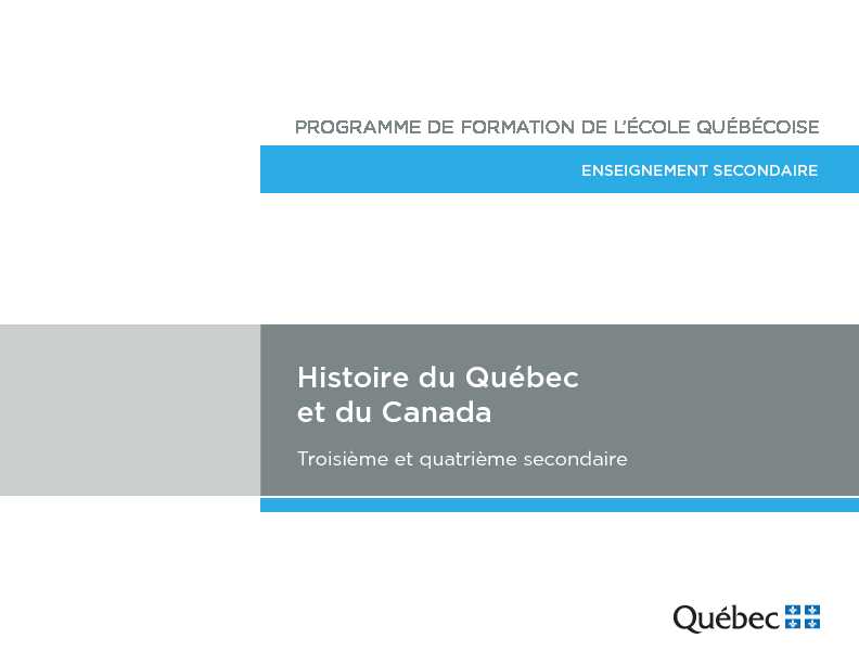 [PDF] Histoire du Québec et du Canada - Ministère de lÉducation