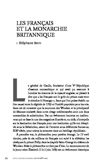 [PDF] LES FRANÇAIS ET LA MONARCHIE BRITANNIQUE