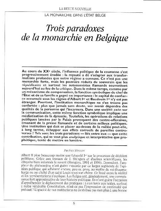[PDF] Trois parodoxes de Ia monarchie en Belgique - La Revue Nouvelle