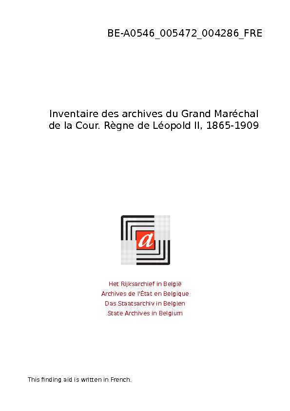 [PDF] Grand Maréchal de la Cour Règne du roi Léopold II - Rijksarchief
