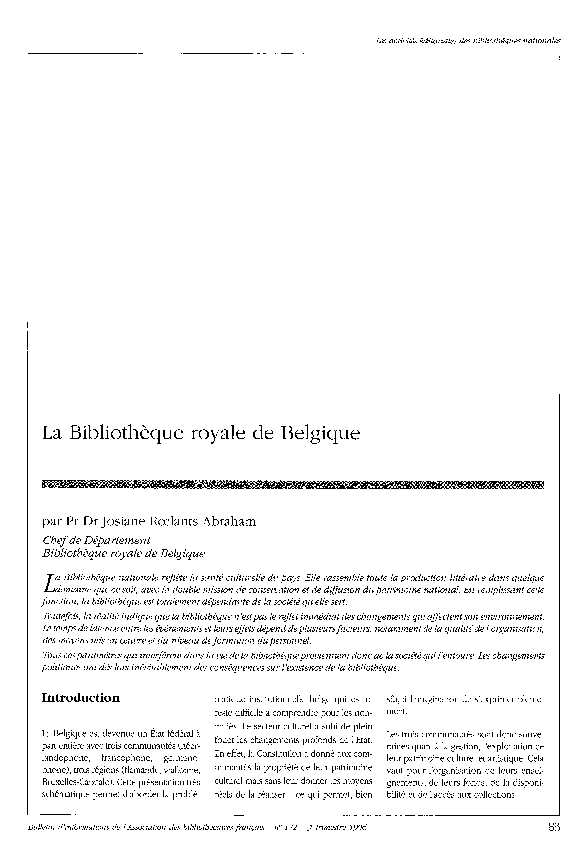 [PDF] par Pr Dr Josiane R½lants Abraham - Bibliothèque royale de Belgique