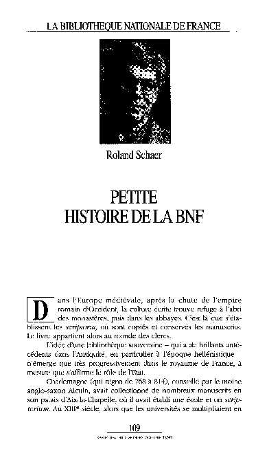 [PDF] PEITIE HISTOIRE DE LA BNF - Revue des Deux Mondes