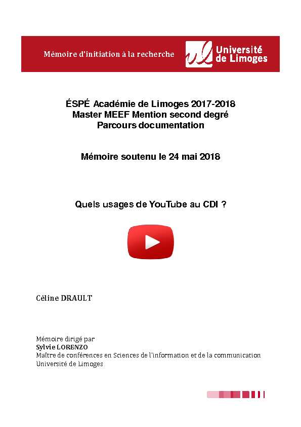 [PDF] Quels usages de YouTube au CDI ? - Aurore - Unilim