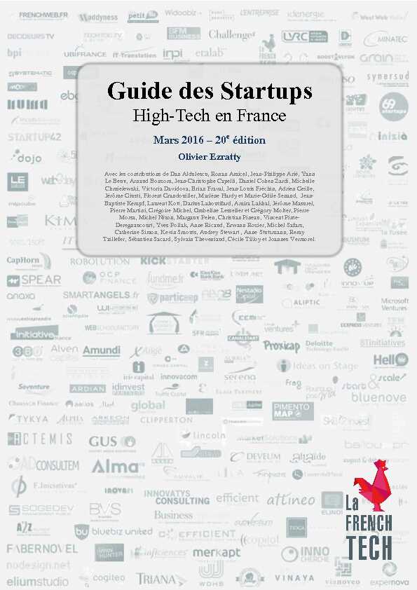 [PDF] Guide des Startups High-Tech en France – Olivier Ezratty – Mars 2016