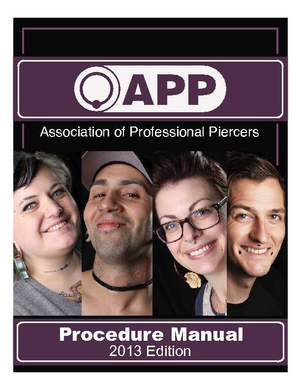 [PDF] Procedure Manual - Association of Professional Piercers