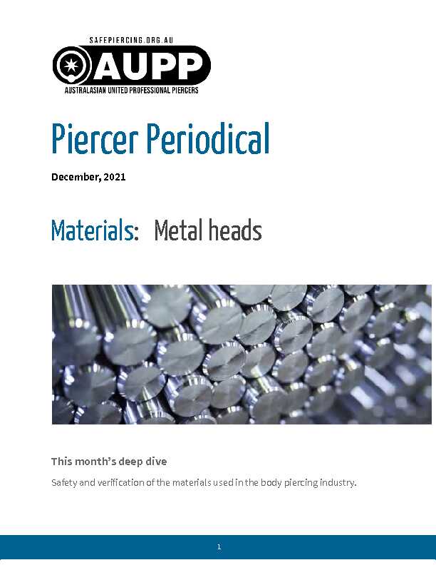 [PDF] AUPP Piercer Periodical - Materials (Dec 2021)
