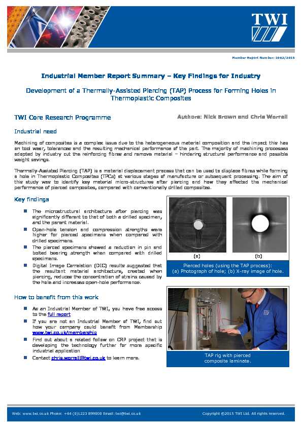 [PDF] Thermally-Assisted Piercing (TAP) to form holes in thermoplastic