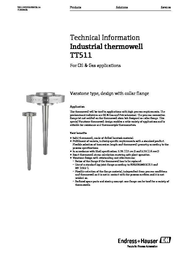 [PDF] Industrial thermowell TT511 - Instrumart