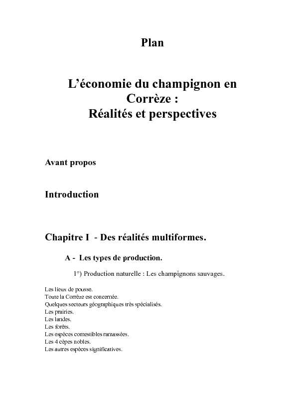 [PDF] Léconomie du champignon en Corrèze : Réalités et perspectives