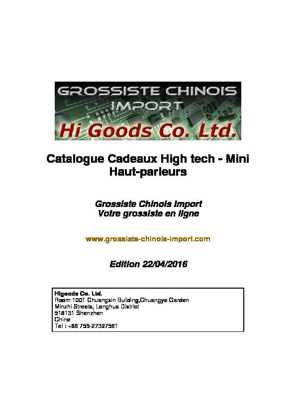 [PDF] Catalogue Cadeaux High tech - Mini Haut-parleurs