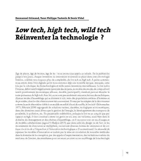 [PDF] Low tech high tech wild tech - Réinventer la technologie