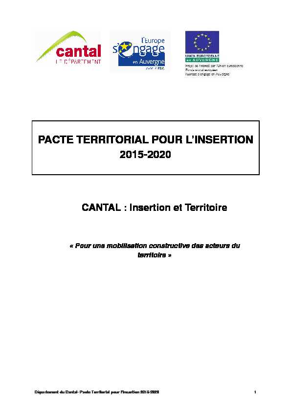 [PDF] PACTE TERRITORIAL POUR LINSERTION 2015-2020
