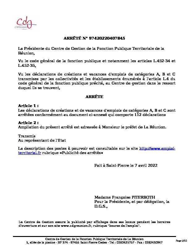 [PDF] Arrêté en PDF - Emploi-Territorial