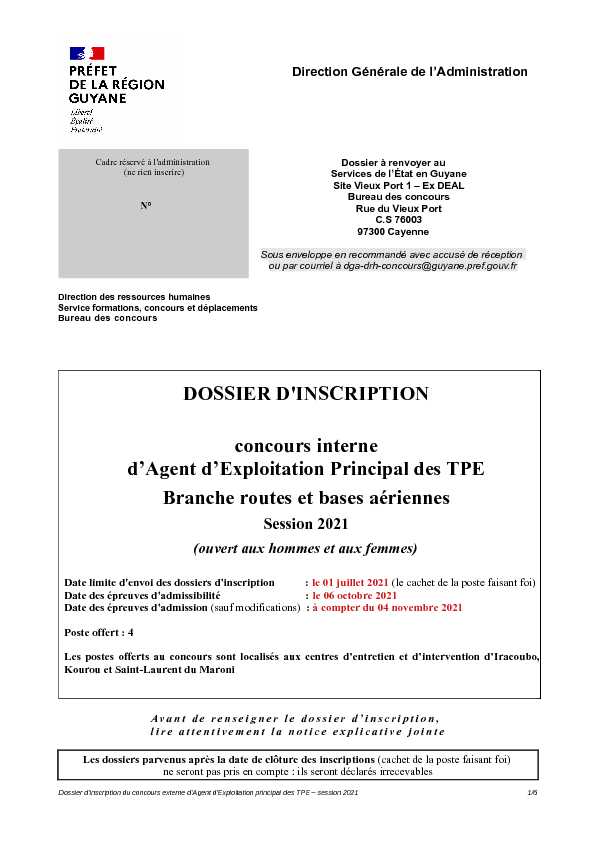[PDF] Cadre réservé à ladministration (ne rien inscrire) - DEAL Guyane