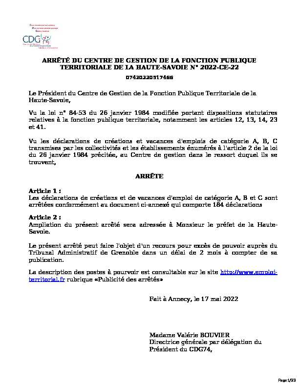 [PDF] CDG FPT de la Haute-Savoie - Arrêté en PDF